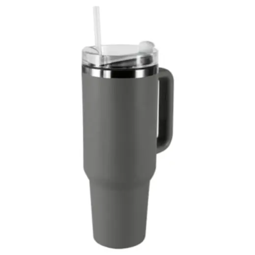 1.2L Double Walled Travel Mug with Straw Grey